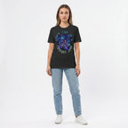 Studio photo of Unisex t-shirt Upper body shot from chest up, facing camera, natural expression, shoulders relaxed. CAMERA SHOT: A FULL BODY shot capturing the person from head to toe. [Upper body focus]