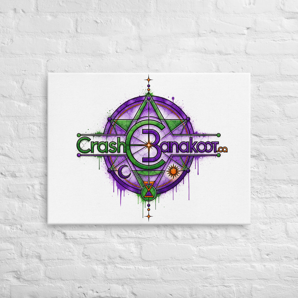 Thin canvas with built-in wall mounts—ready to hang; rubber pads protect walls, purple-green geometric mandala art.
